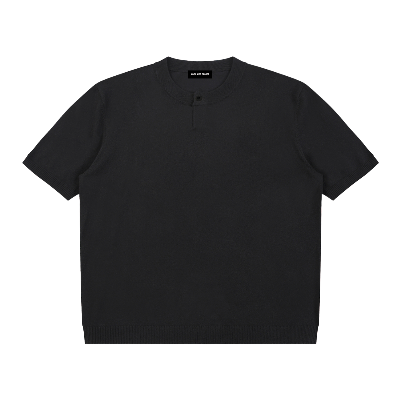 Cotton Knit Short Sleeve Henley T-Shirt