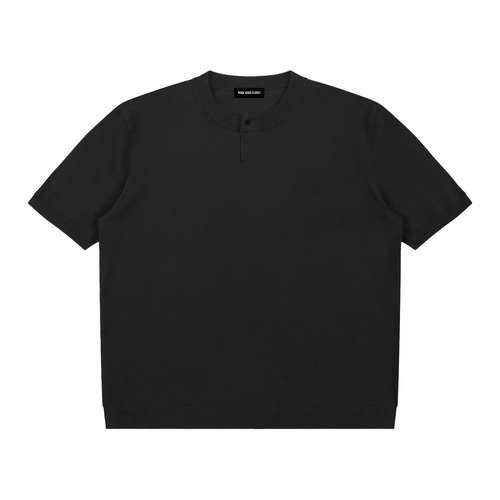 Cotton Knit Short Sleeve Henley T-Shirt