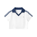 Contrast Collar Striped Cropped Jersey