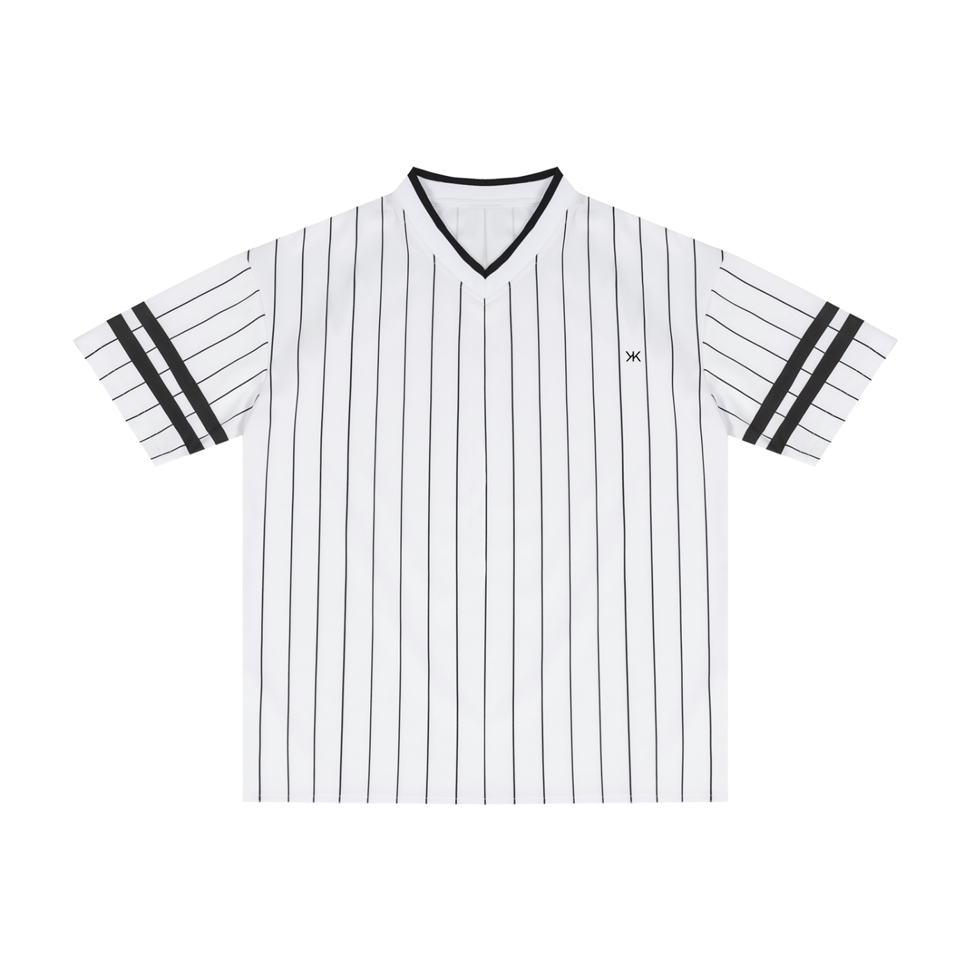 Unisex Striped Loose V-Neck T-Shirt