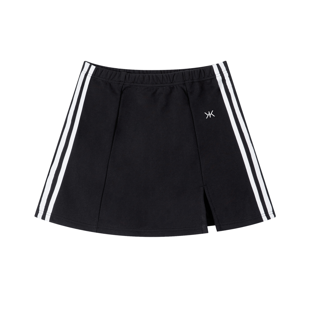 Contrast Side Stripe Slit Skirt