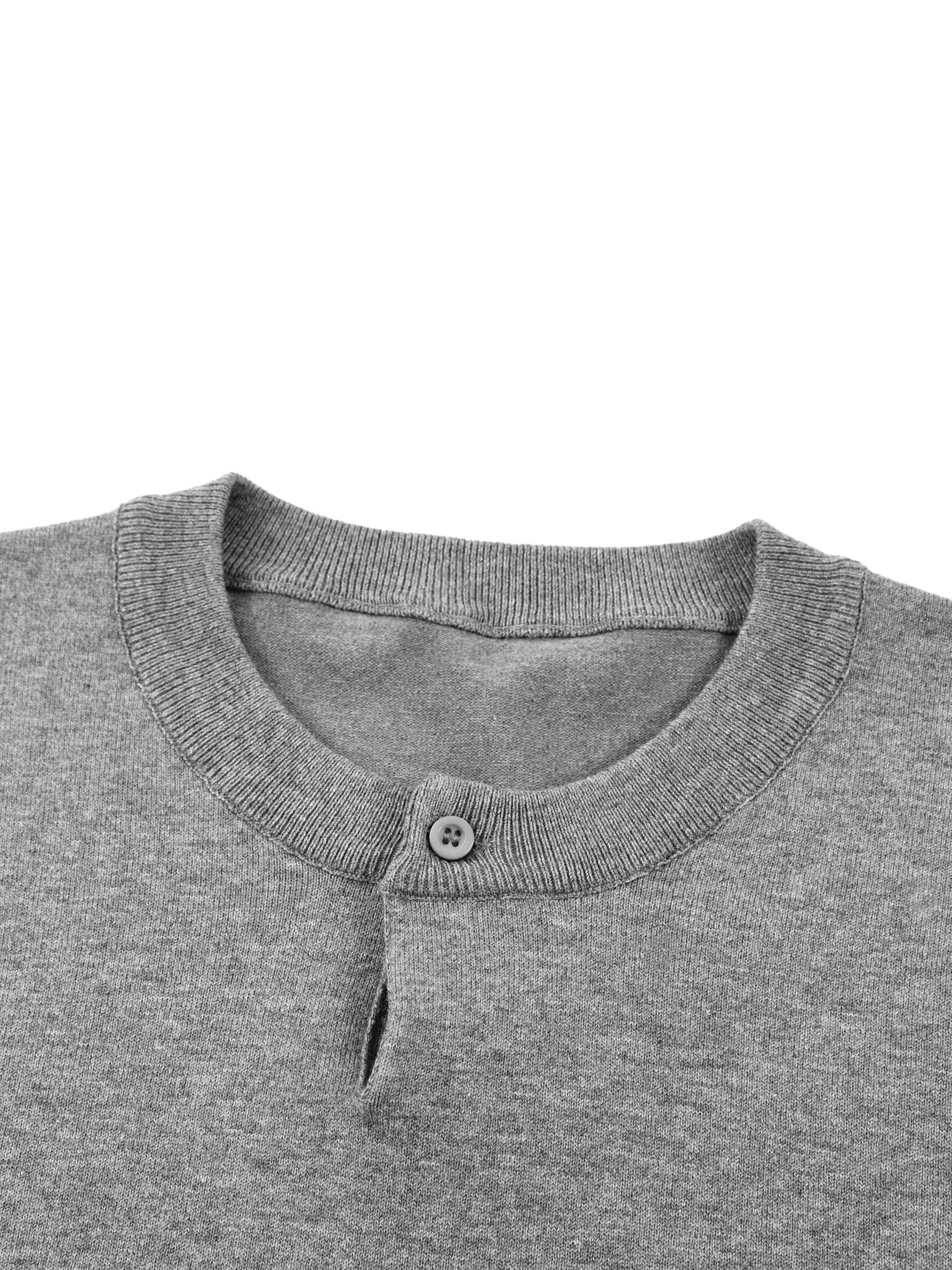 Cotton Knit Short Sleeve Henley T-Shirt